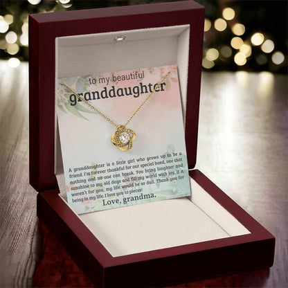 Granddaughter You Bring Laughter and Sunshine - Love Knot Necklace - Mallard Moon Gift Shop