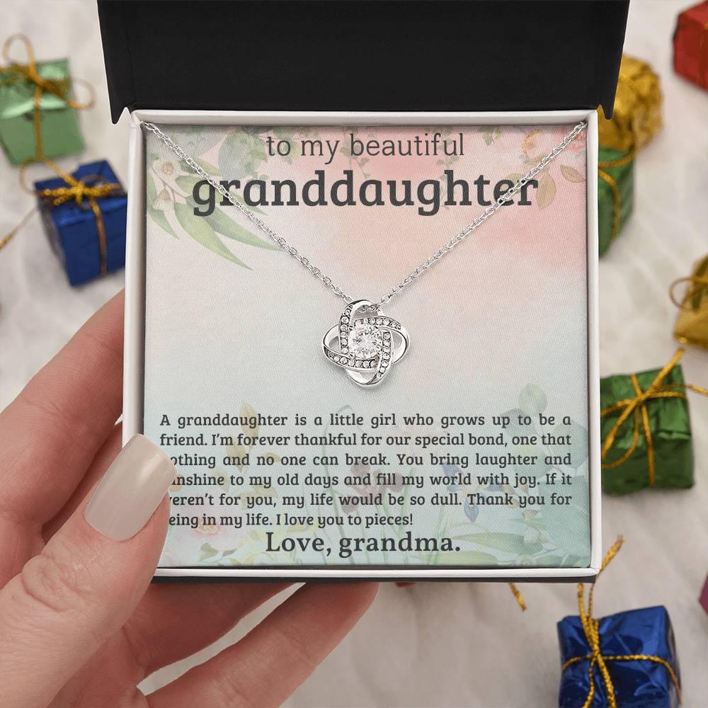 Granddaughter You Bring Laughter and Sunshine - Love Knot Necklace - Mallard Moon Gift Shop