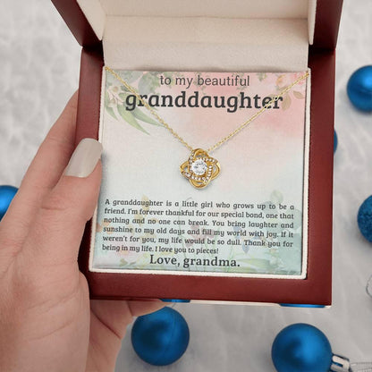 Granddaughter You Bring Laughter and Sunshine - Love Knot Necklace - Mallard Moon Gift Shop