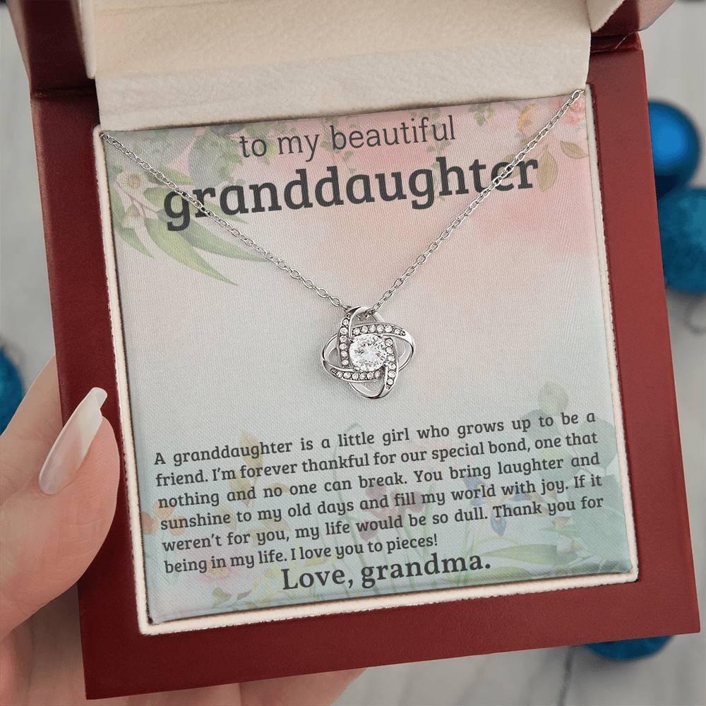 Granddaughter You Bring Laughter and Sunshine - Love Knot Necklace - Mallard Moon Gift Shop