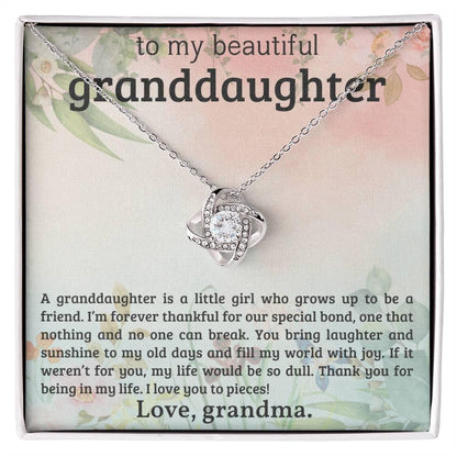 Granddaughter You Bring Laughter and Sunshine - Love Knot Necklace - Mallard Moon Gift Shop