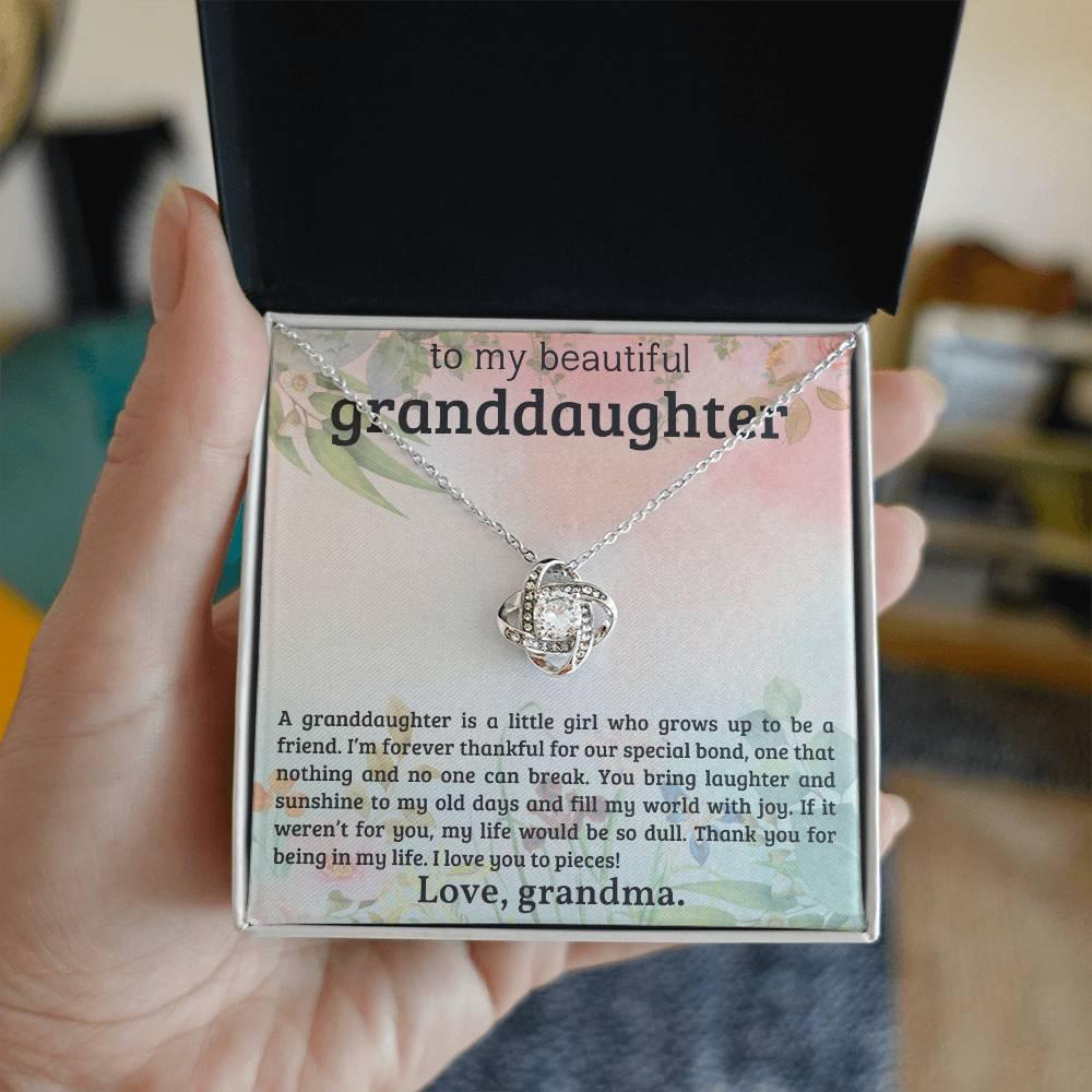 Granddaughter You Bring Laughter and Sunshine - Love Knot Necklace - Mallard Moon Gift Shop