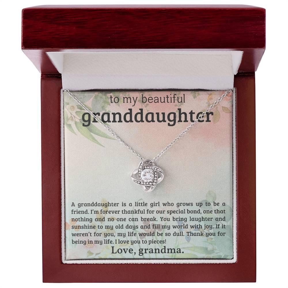 Granddaughter You Bring Laughter and Sunshine - Love Knot Necklace - Mallard Moon Gift Shop