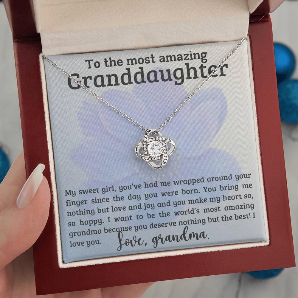 Granddaughter You have me Wrapped Around Your Finger- Love Knot Necklace - Mallard Moon Gift Shop
