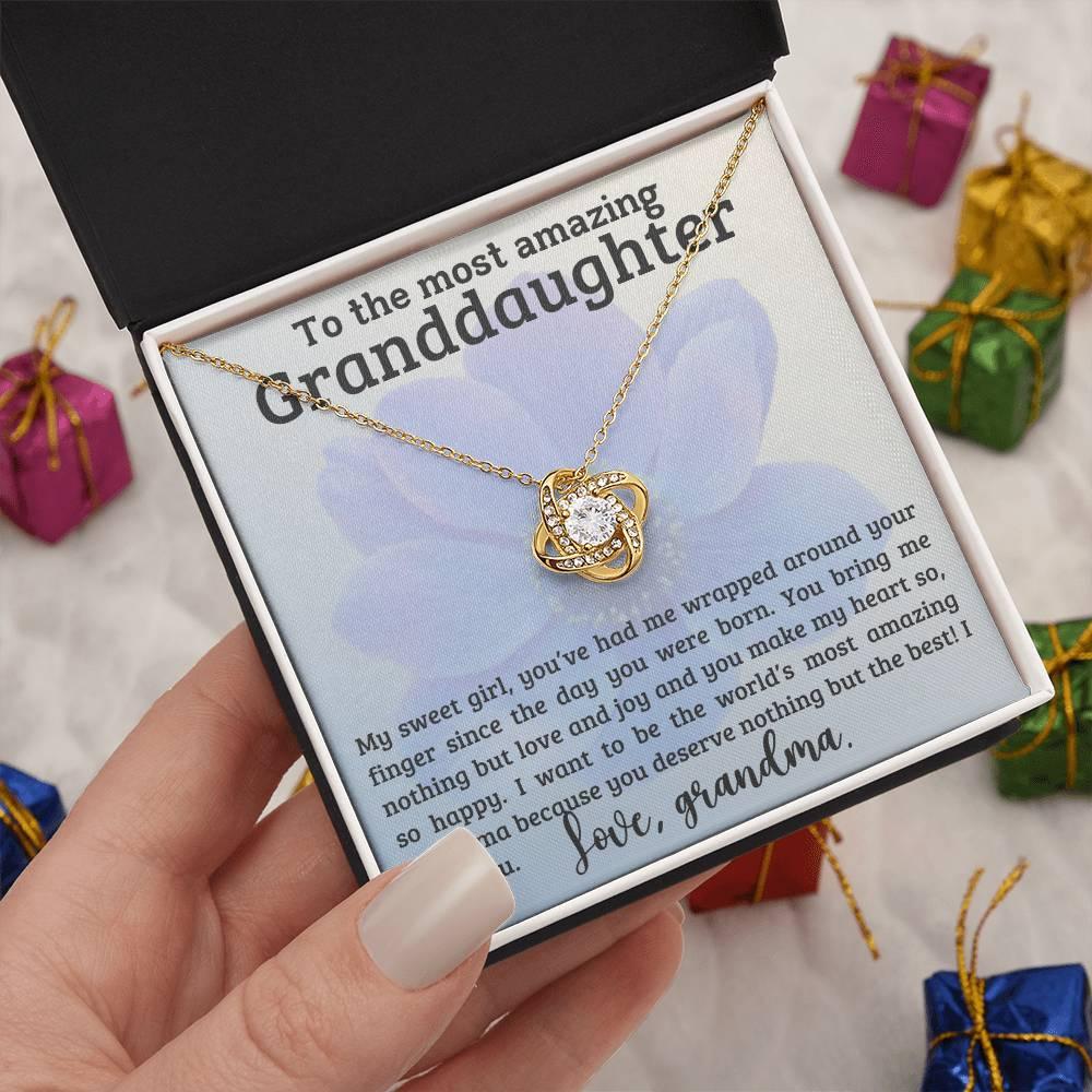 Granddaughter You have me Wrapped Around Your Finger- Love Knot Necklace - Mallard Moon Gift Shop