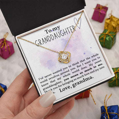 Granddaughter You Mean So Much To Me - Love Knot Necklace - Mallard Moon Gift Shop