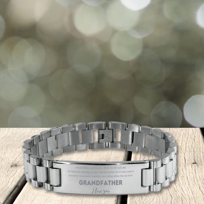 Grandfather Ladder Stainless Steel Engraved Bracelet- Always follow your dreams Birthday Christmas Holiday Jewelry Gifts - Mallard Moon Gift Shop