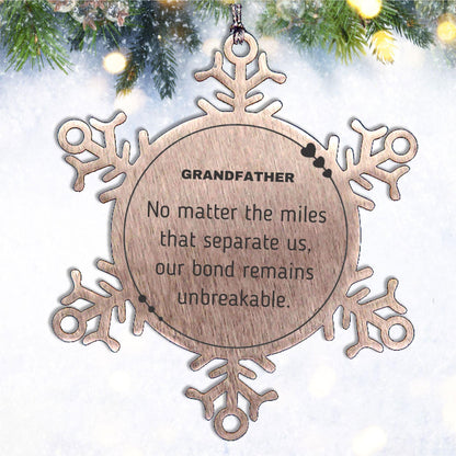 Grandfather Long Distance Relationship Gifts, No matter the miles that separate us, Cute Love Snowflake Ornament For Grandfather, Birthday Christmas Unique Gifts For Grandfather - Mallard Moon Gift Shop