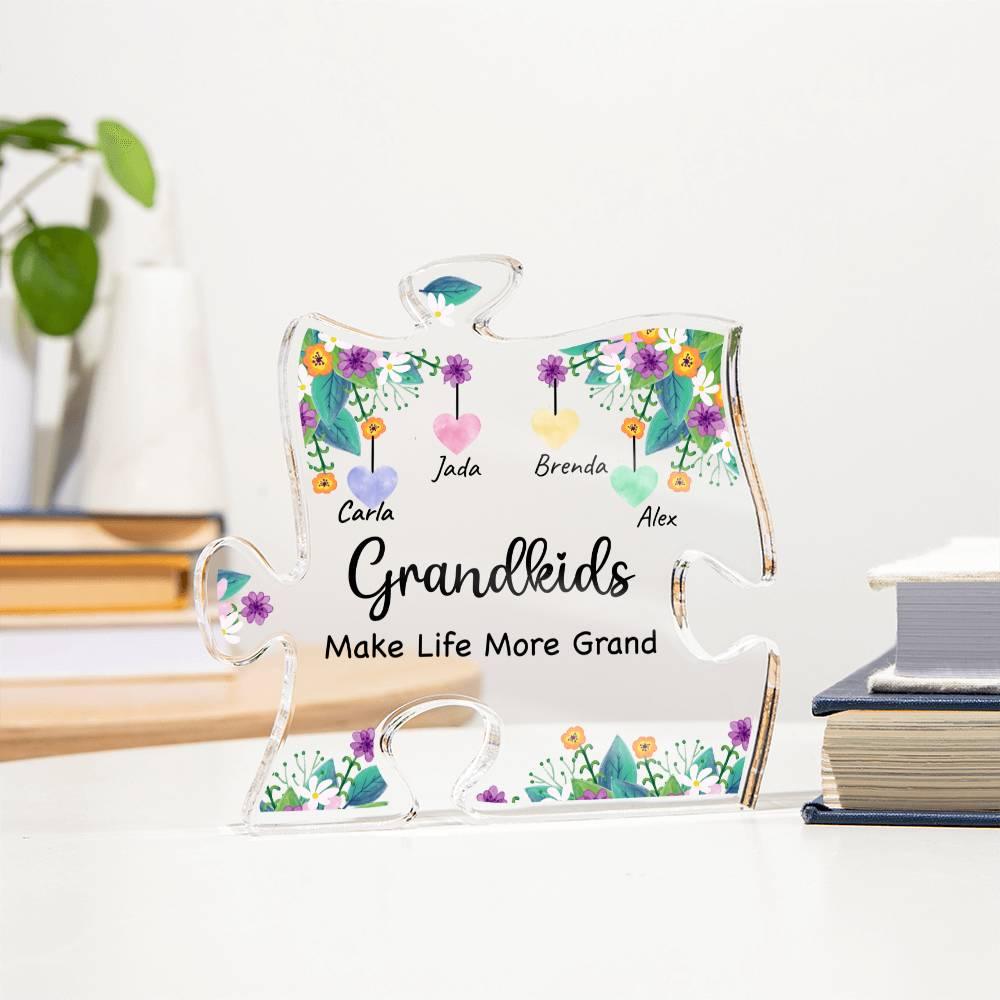 Grandkids Make Life Grand Personalized Acrylic Puzzle Plaque - Mallard Moon Gift Shop