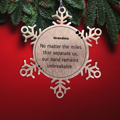 Grandma Long Distance Relationship Gifts, No matter the miles that separate us, Cute Love Snowflake Ornament For Grandma, Birthday Christmas Unique Gifts For Grandma - Mallard Moon Gift Shop