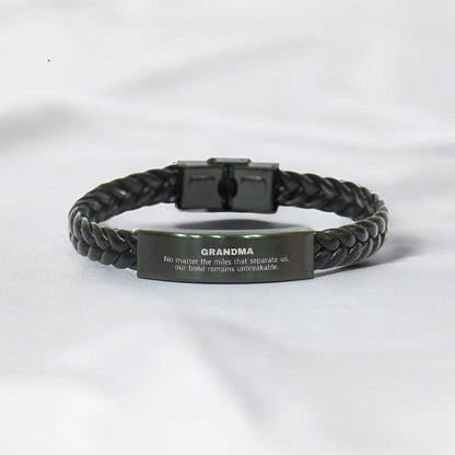 Grandma Long Distance Relationship No matter the miles that separate us, Our Bond Remains Unbreakable Braided Leather Bracelet Birthday Mother's Day Christmas Unique Gifts - Mallard Moon Gift Shop