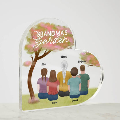 Grandma's Garden Personalized Acrylic Heart Plaque - Mallard Moon Gift Shop