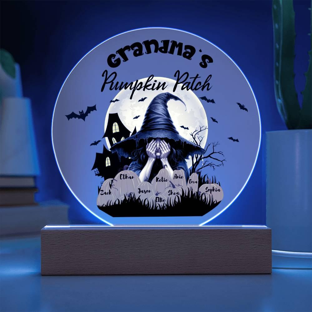 Grandma's Pumpkin Patch - Personalize with Grandkid's Names for a Spooky Halloween Acrylic Plaque - Mallard Moon Gift Shop