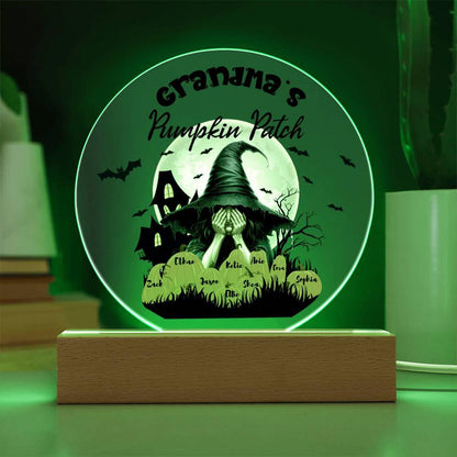 Grandma's Pumpkin Patch - Personalize with Grandkid's Names for a Spooky Halloween Acrylic Plaque - Mallard Moon Gift Shop