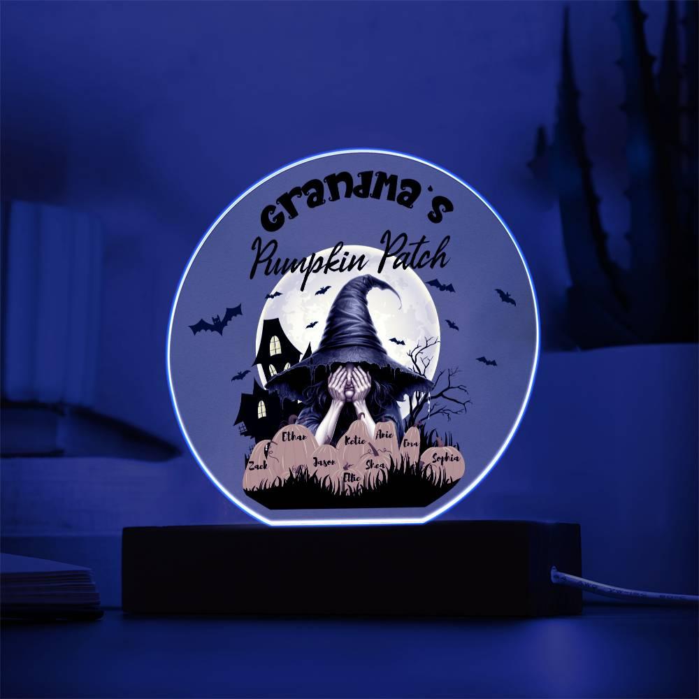 Grandma's Pumpkin Patch - Personalize with Grandkid's Names for a Spooky Halloween Acrylic Plaque - Mallard Moon Gift Shop