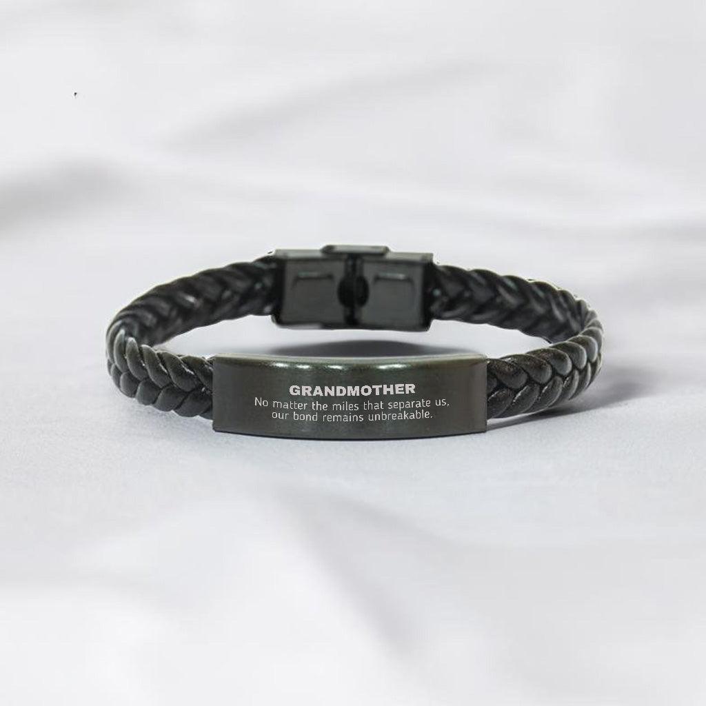 Grandmother Long Distance Relationship No matter the miles that separate us, Our Bond Remains Unbreakable Braided Leather Bracelet Birthday Mother's Day Christmas Unique Gifts - Mallard Moon Gift Shop