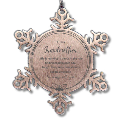 Grandmother Snowflake Ornament Motivational Birthday, Christmas Gifts - Life is learning to dance in the rain, finding good in each day. I'm always with you - Mallard Moon Gift Shop