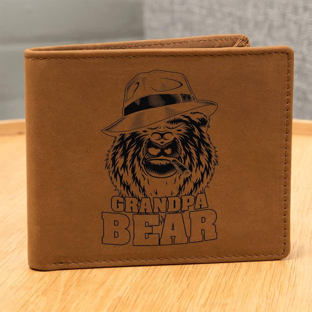 Grandpa Bear Custom Printed Leather Wallet - Mallard Moon Gift Shop