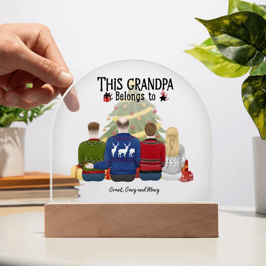 Grandpa Personalized Christmas Gift - This Grandpa Belongs to Grandkids - Dome Acrylic Plaque - Mallard Moon Gift Shop