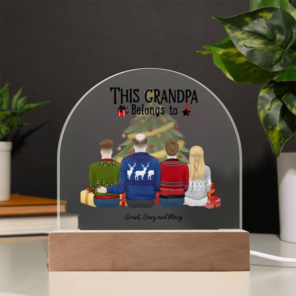 Grandpa Personalized Christmas Gift - This Grandpa Belongs to Grandkids - Dome Acrylic Plaque - Mallard Moon Gift Shop