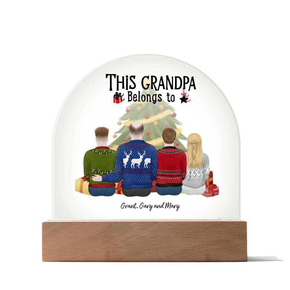 Grandpa Personalized Christmas Gift - This Grandpa Belongs to Grandkids - Dome Acrylic Plaque - Mallard Moon Gift Shop