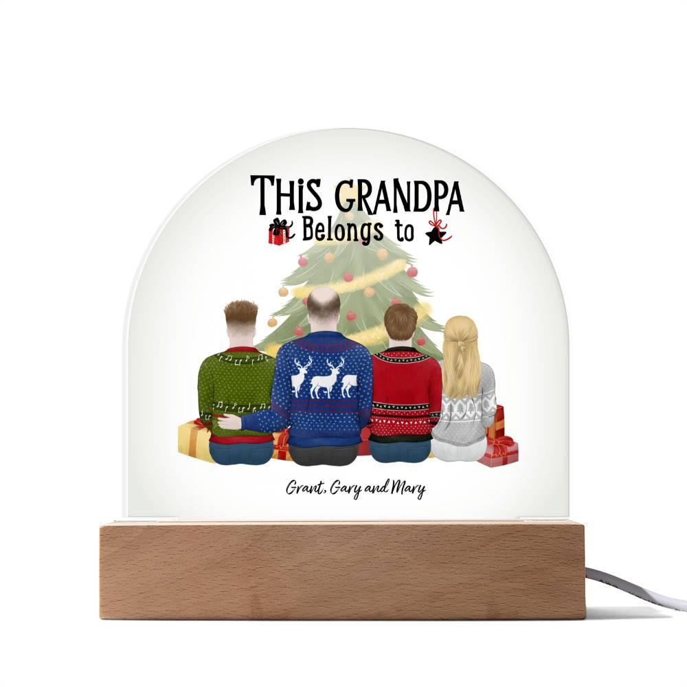 Grandpa Personalized Christmas Gift - This Grandpa Belongs to Grandkids - Dome Acrylic Plaque - Mallard Moon Gift Shop