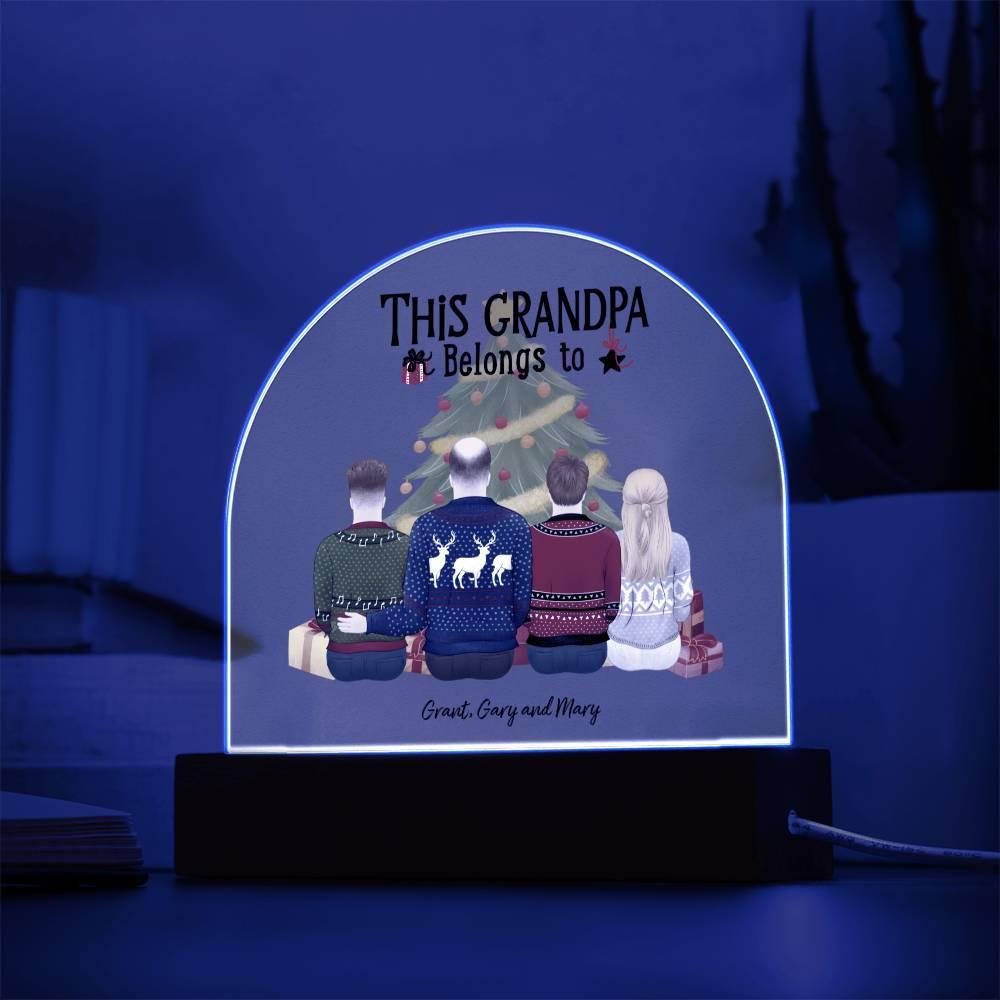 Grandpa Personalized Christmas Gift - This Grandpa Belongs to Grandkids - Dome Acrylic Plaque - Mallard Moon Gift Shop