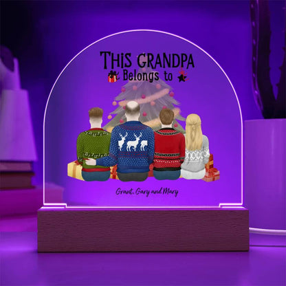 Grandpa Personalized Christmas Gift - This Grandpa Belongs to Grandkids - Dome Acrylic Plaque - Mallard Moon Gift Shop