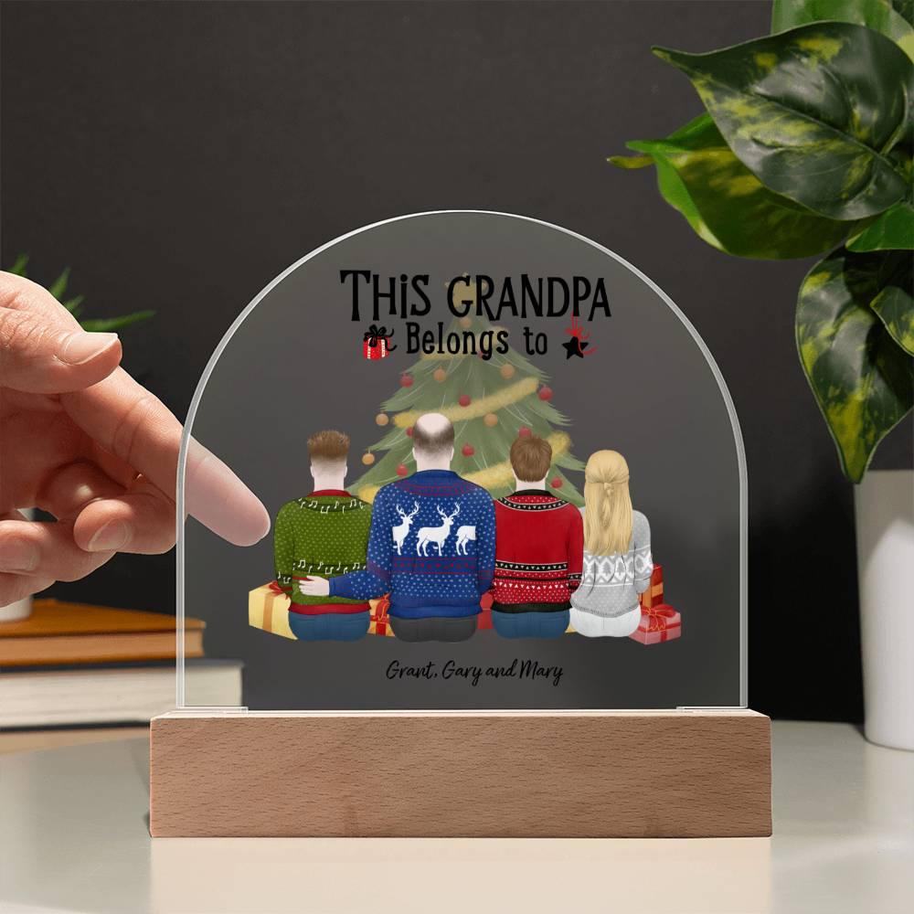 Grandpa Personalized Christmas Gift - This Grandpa Belongs to Grandkids - Dome Acrylic Plaque - Mallard Moon Gift Shop