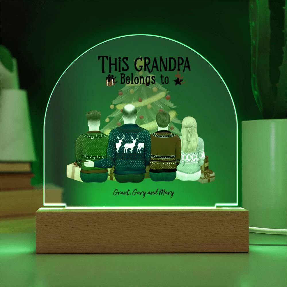 Grandpa Personalized Christmas Gift - This Grandpa Belongs to Grandkids - Dome Acrylic Plaque - Mallard Moon Gift Shop