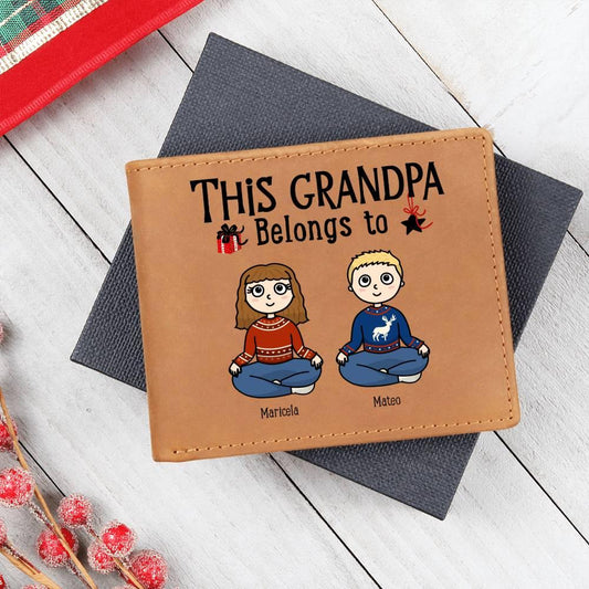 Grandpa Personalized Cowhide Leather Wallet - Mallard Moon Gift Shop