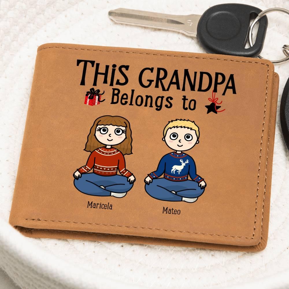 Grandpa Personalized Cowhide Leather Wallet - Mallard Moon Gift Shop