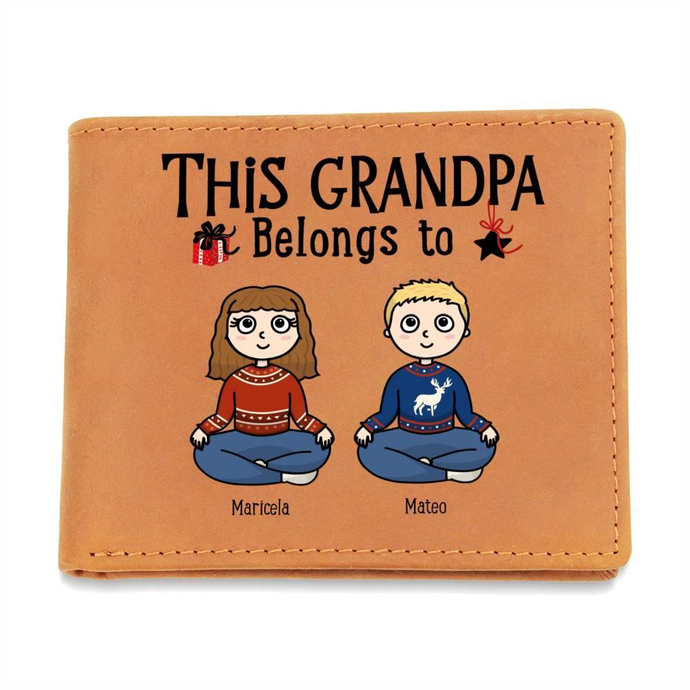 Grandpa Personalized Cowhide Leather Wallet - Mallard Moon Gift Shop