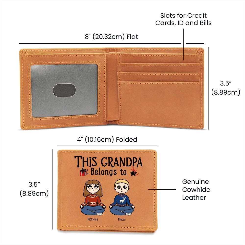 Grandpa Personalized Cowhide Leather Wallet - Mallard Moon Gift Shop