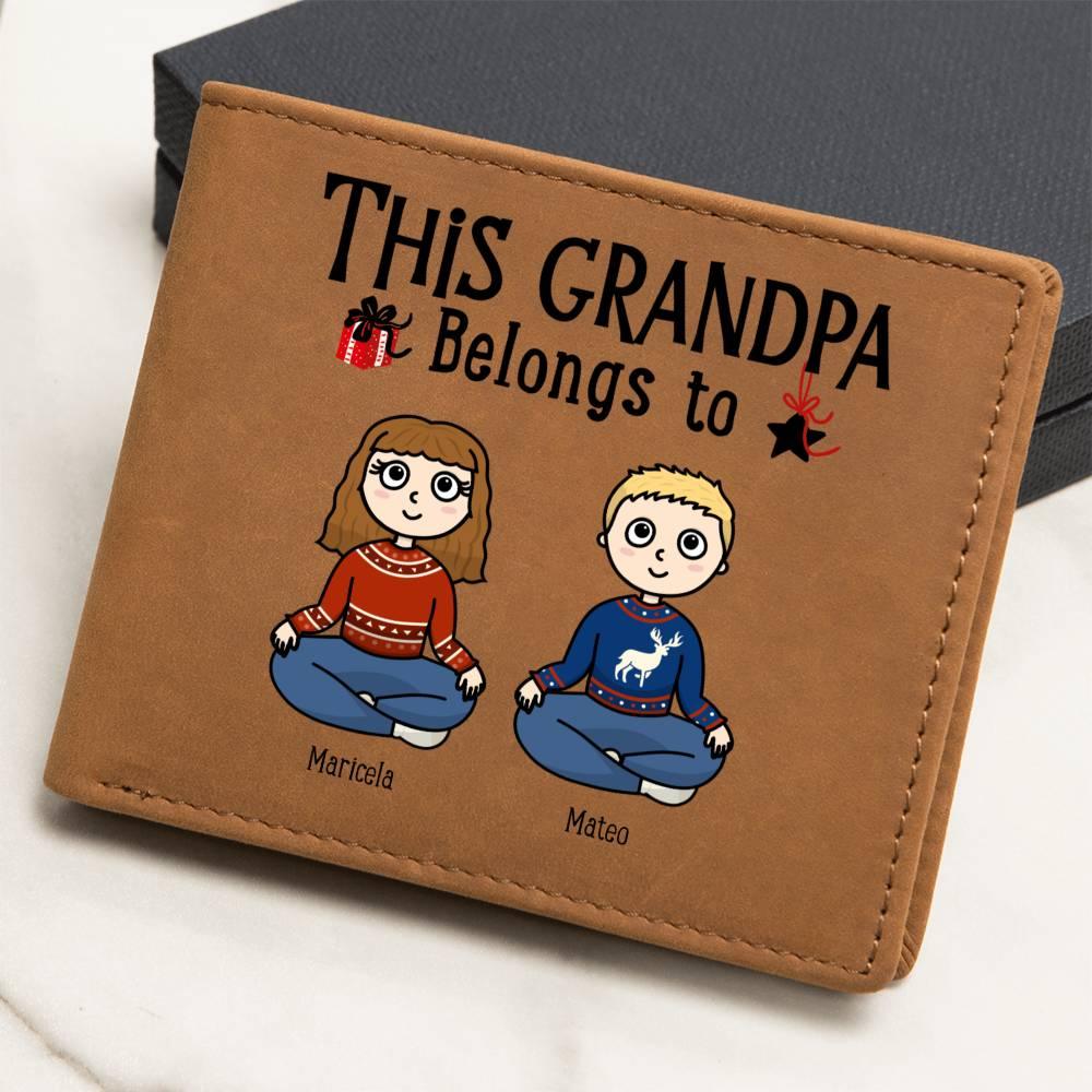 Grandpa Personalized Cowhide Leather Wallet - Mallard Moon Gift Shop