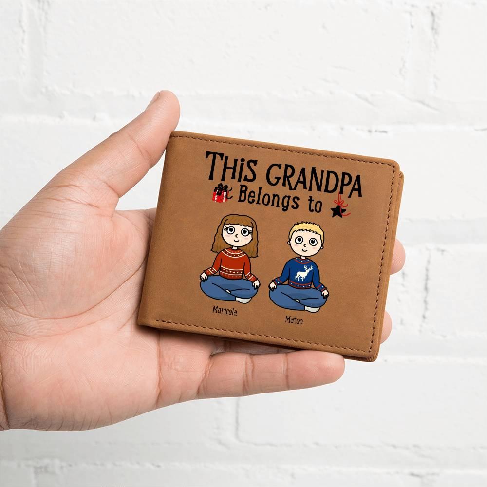 Grandpa Personalized Cowhide Leather Wallet - Mallard Moon Gift Shop