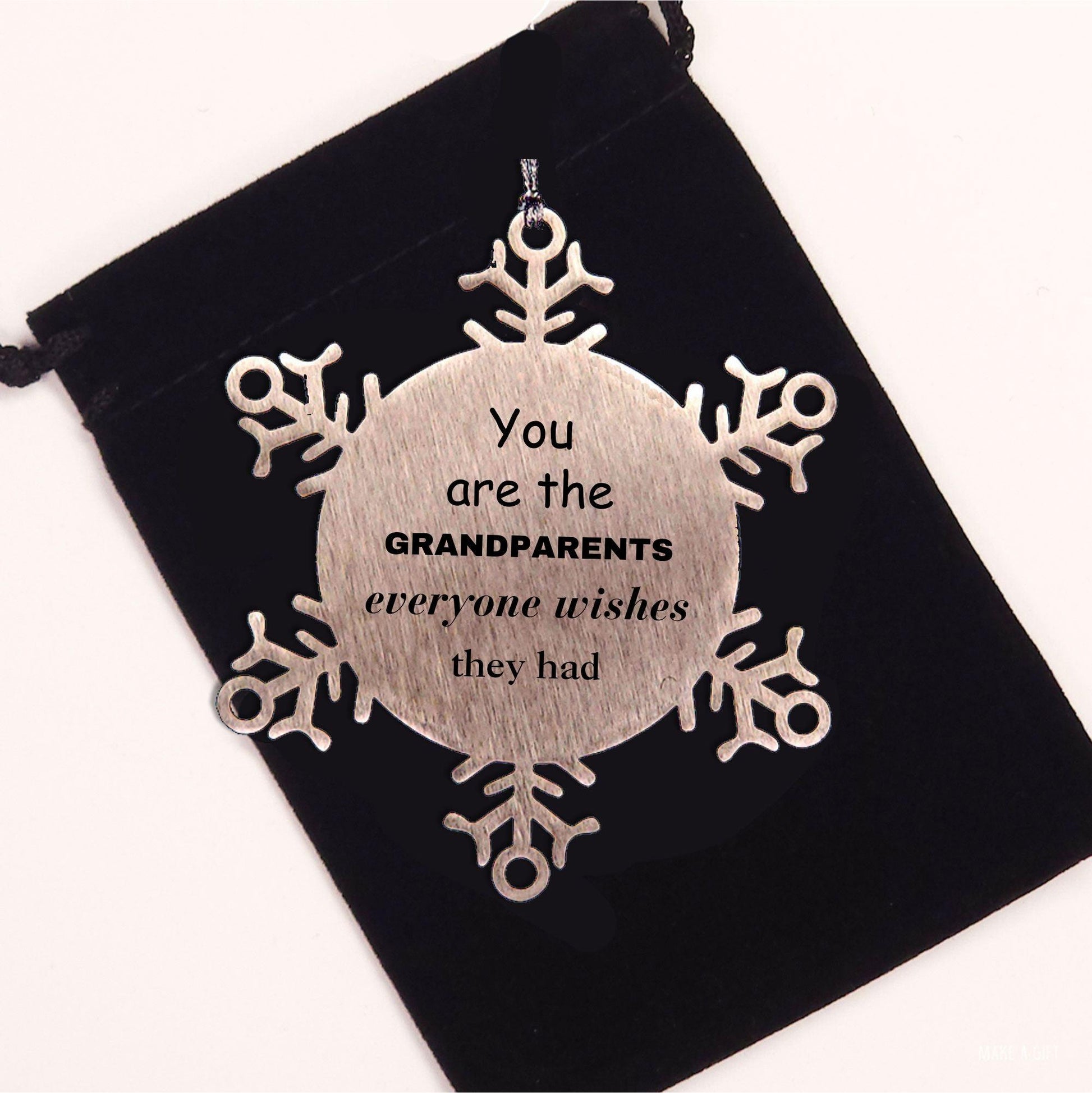 Grandparents Snowflake Ornament, Everyone wishes they had, Inspirational Ornament For Grandparents, Grandparents Gifts, Birthday Christmas Unique Gifts For Grandparents - Mallard Moon Gift Shop