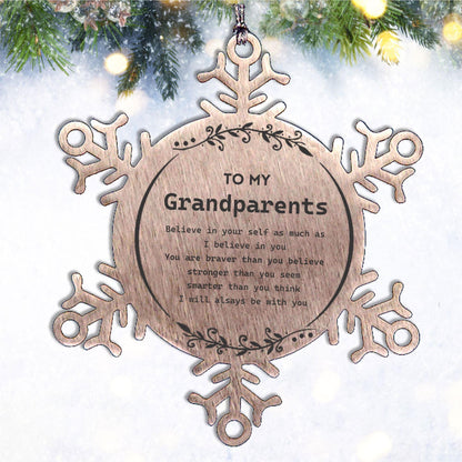 Grandparents Snowflake Ornament - You are braver than you believe, stronger than you seem, Inspirational Birthday, Christmas Gifts - Mallard Moon Gift Shop