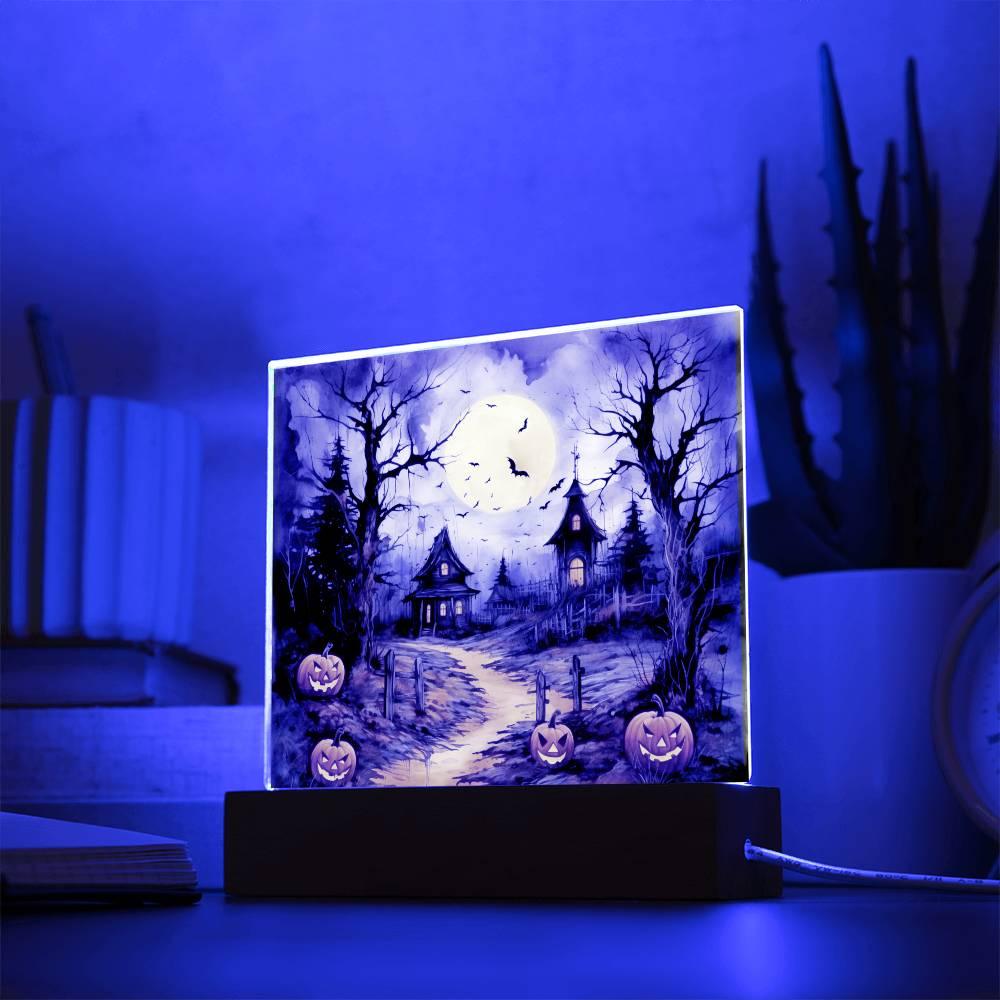 Halloween Haunt: Detailed Mansion Acrylic Plaque - Mallard Moon Gift Shop