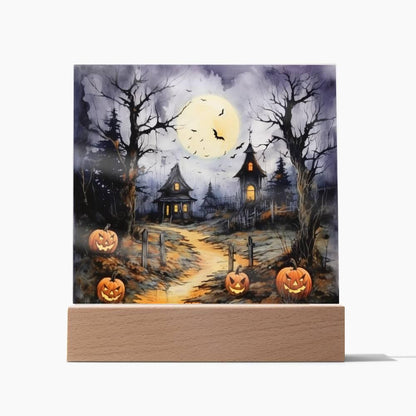 Halloween Haunt: Detailed Mansion Acrylic Plaque - Mallard Moon Gift Shop