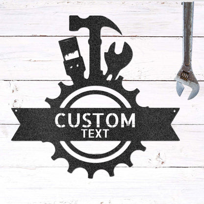 Handyman Workshop Custom Name Indoor Outdoor Steel Wall Sign - Mallard Moon Gift Shop