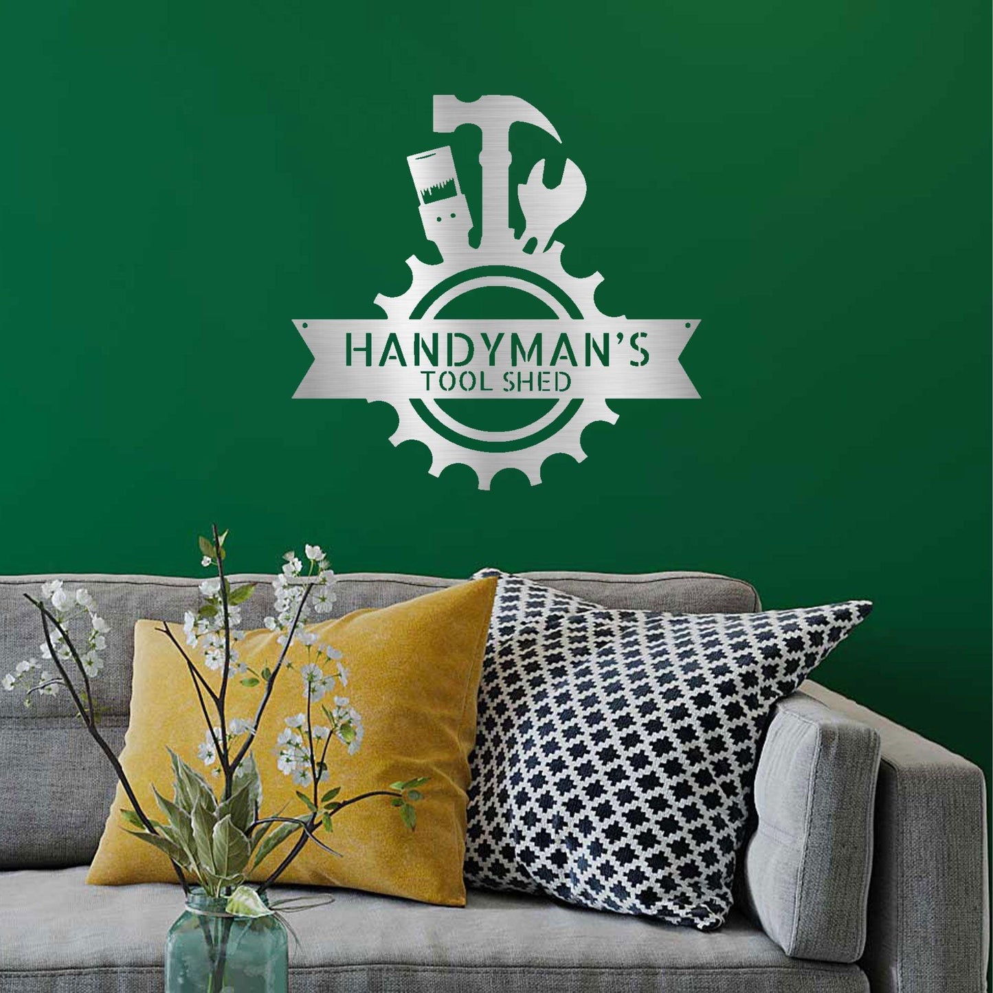 Handyman Workshop Custom Name Indoor Outdoor Steel Wall Sign - Mallard Moon Gift Shop
