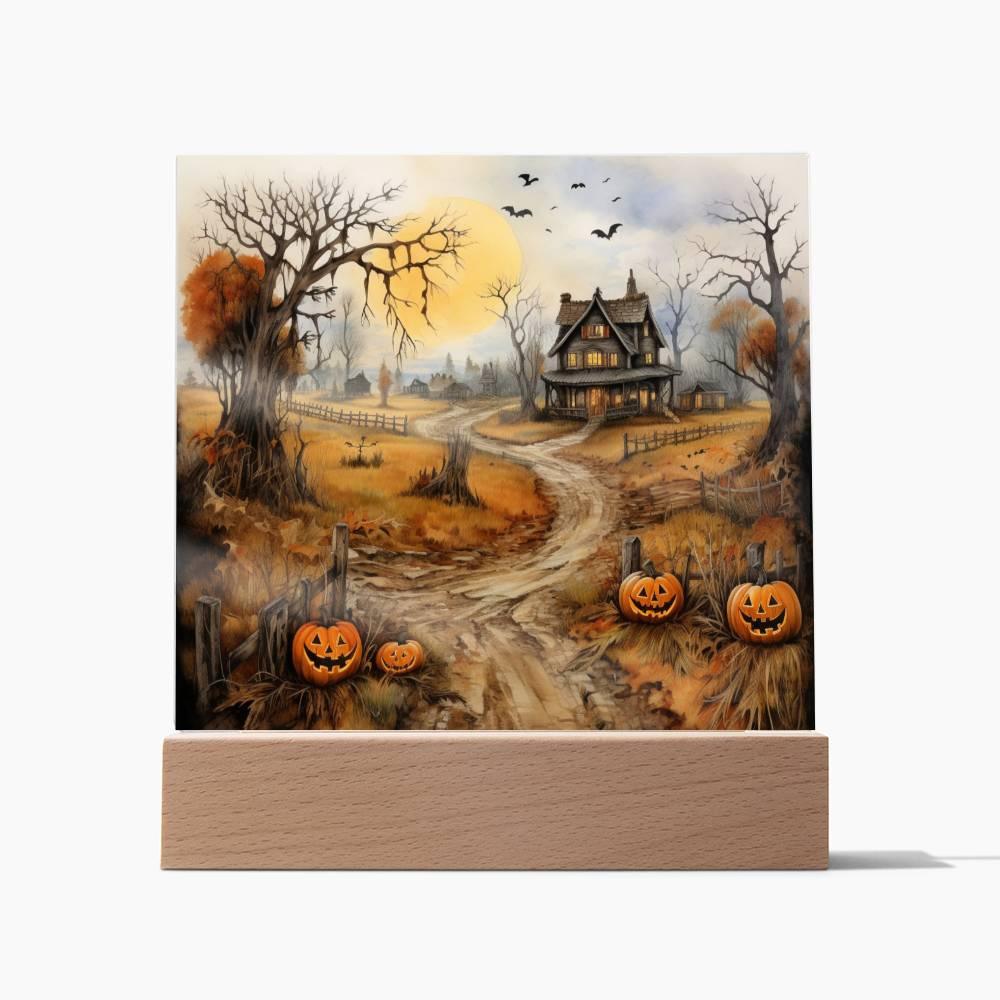 Haunted Elegance: Spooky Halloween Mansion Acrylic Display - Mallard Moon Gift Shop