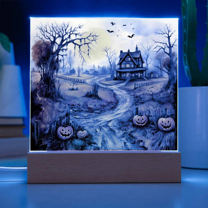 Haunted Elegance: Spooky Halloween Mansion Acrylic Display - Mallard Moon Gift Shop