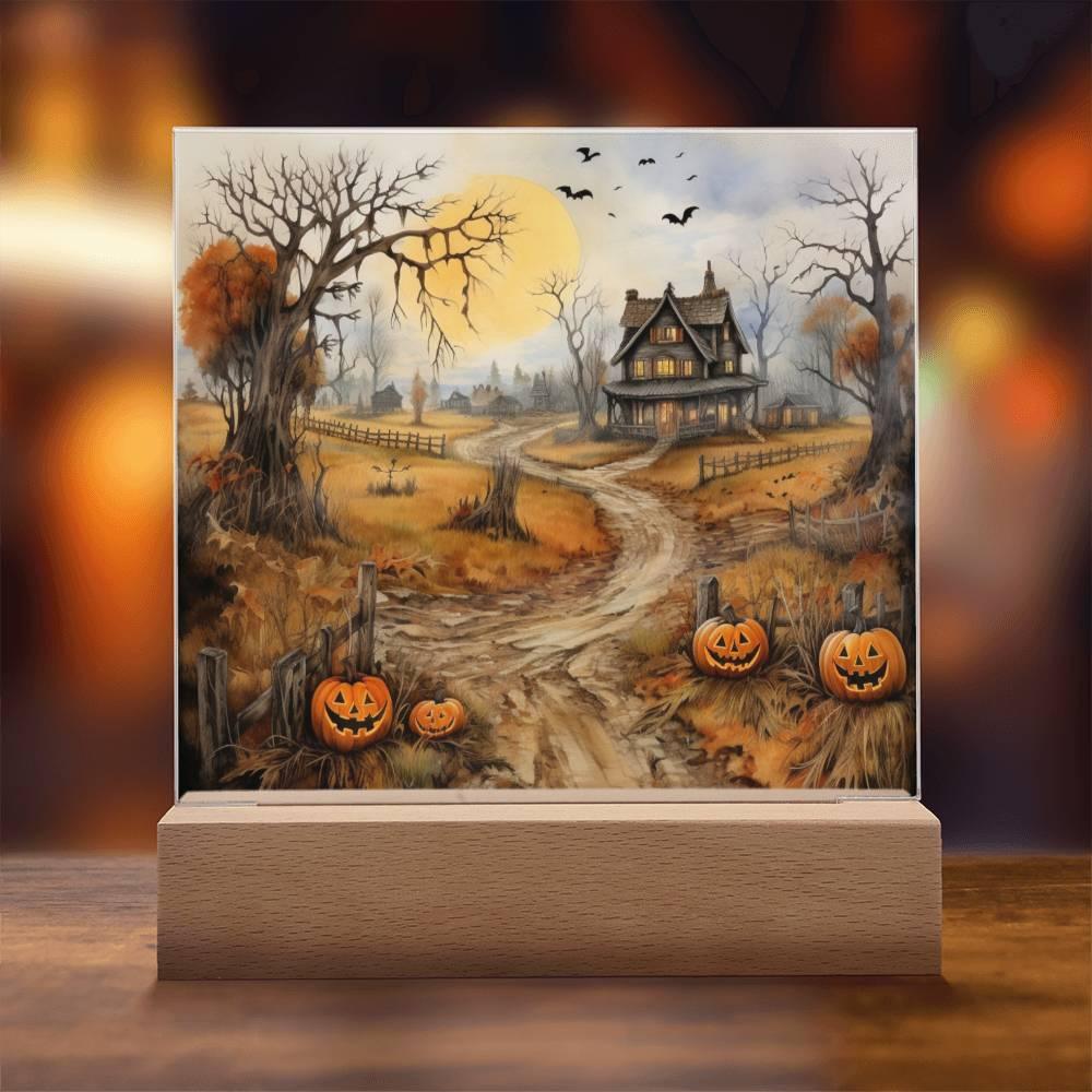 Haunted Elegance: Spooky Halloween Mansion Acrylic Display - Mallard Moon Gift Shop