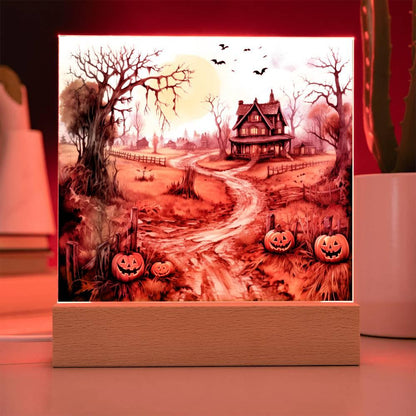 Haunted Elegance: Spooky Halloween Mansion Acrylic Display - Mallard Moon Gift Shop