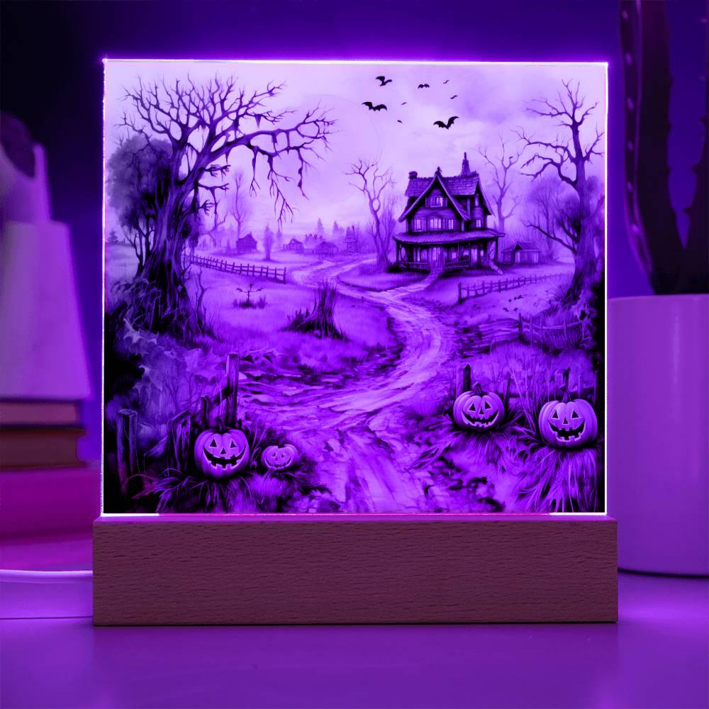 Haunted Elegance: Spooky Halloween Mansion Acrylic Display - Mallard Moon Gift Shop