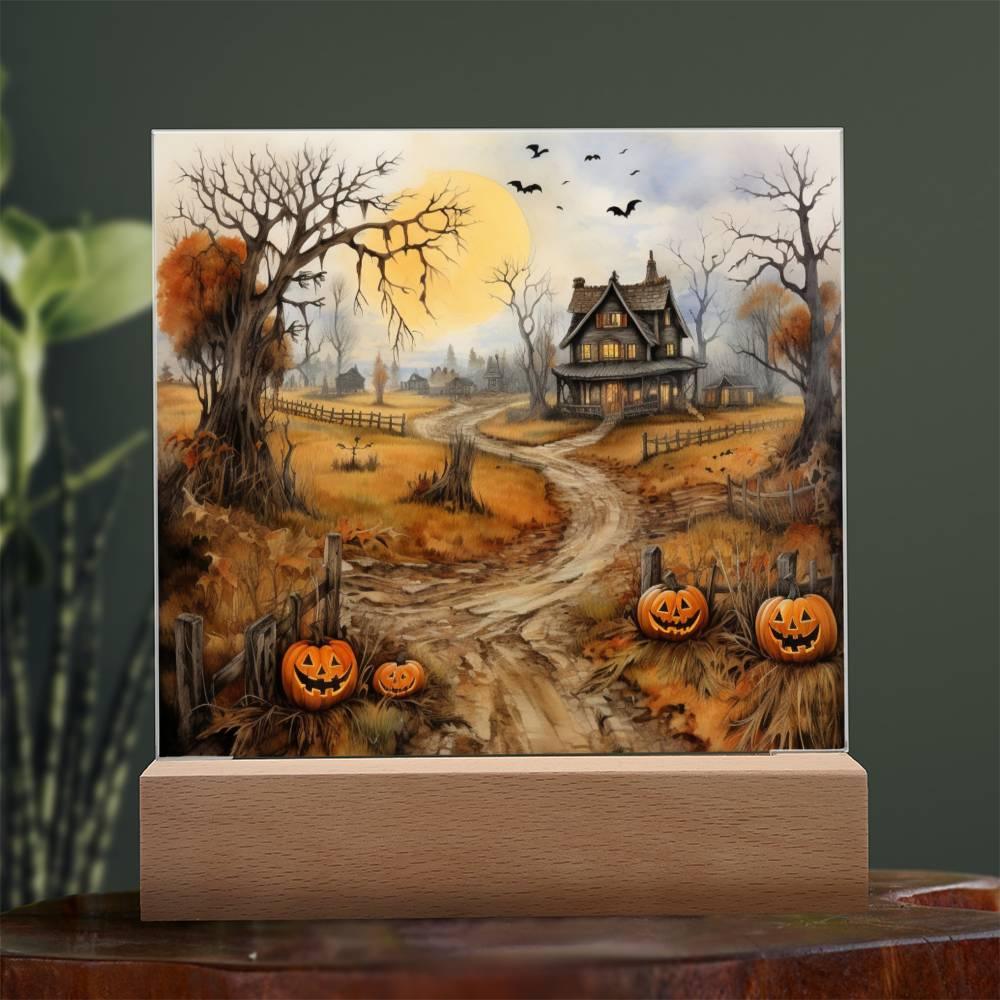 Haunted Elegance: Spooky Halloween Mansion Acrylic Display - Mallard Moon Gift Shop