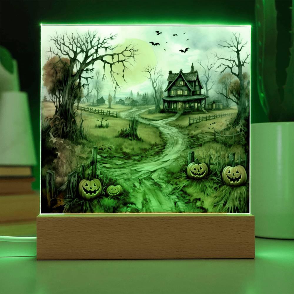 Haunted Elegance: Spooky Halloween Mansion Acrylic Display - Mallard Moon Gift Shop