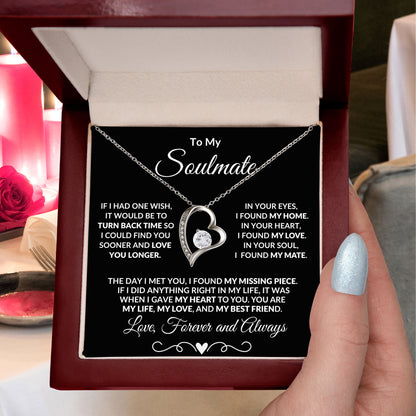 Gift for Soulmate Dazzling Forever Love Heart Necklace with Message Card and Gift Box
